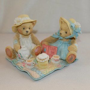 Cherished Teddies Freda & Tina Tea Time Bears Having Tea Vintage 1992 Figurine